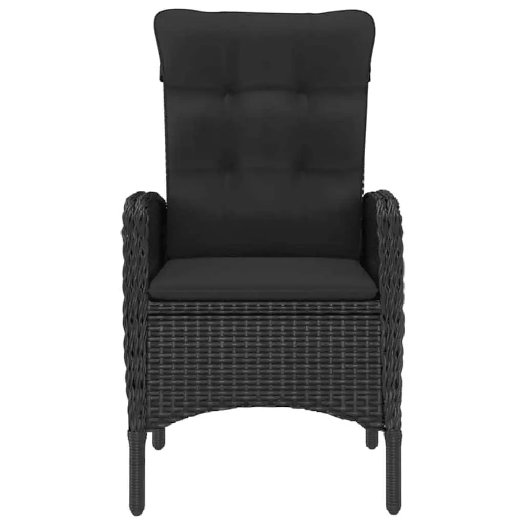 Garden Dining Set 5 Piece Outdoor Furniture Black Acacia Wood Rattan Chairs