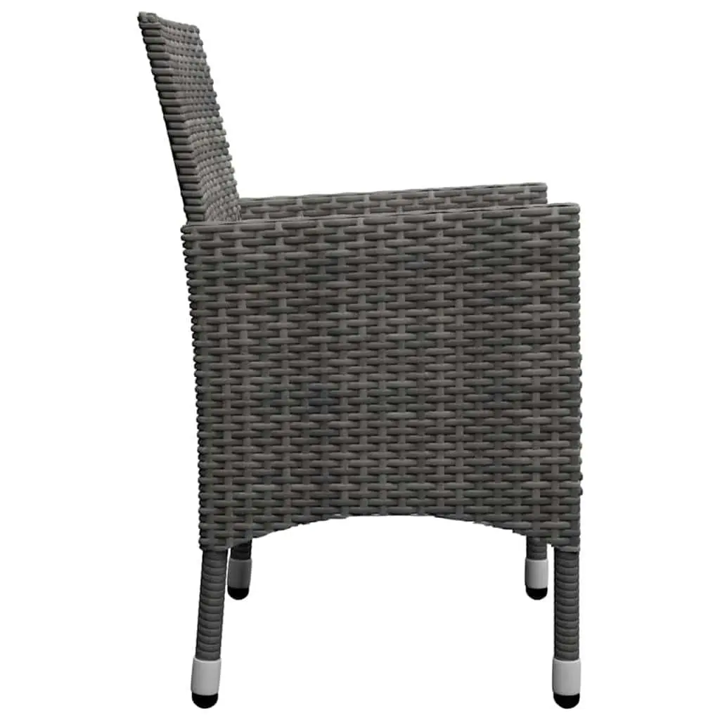 Garden Dining Set Acacia Wood Table Powder-coated Steel Frame 5 Piece Grey