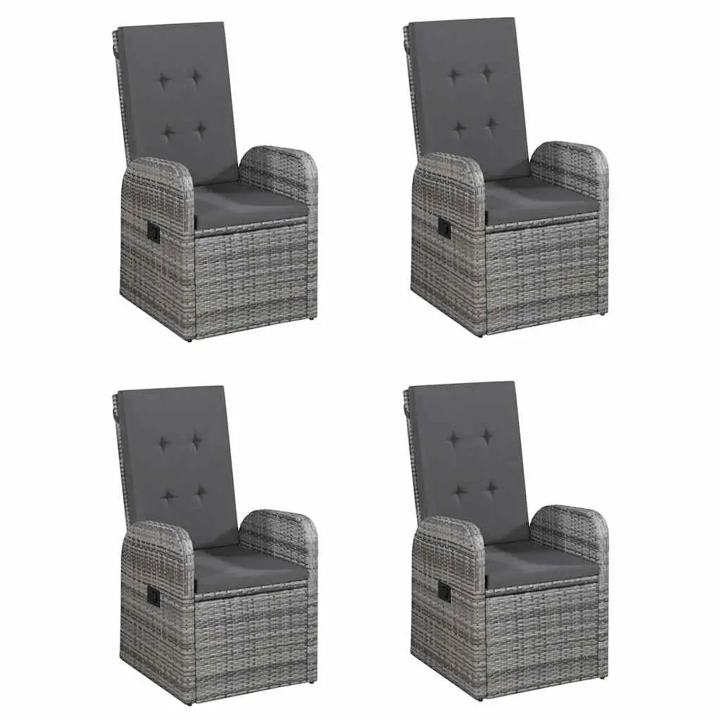 5 Piece Garden Dining Set Acacia Wood Steel Rattan Grey