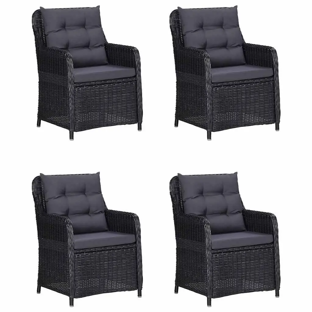Garden Dining Set 5 Piece Outdoor Furniture Table Chairs Black Weather Resistant