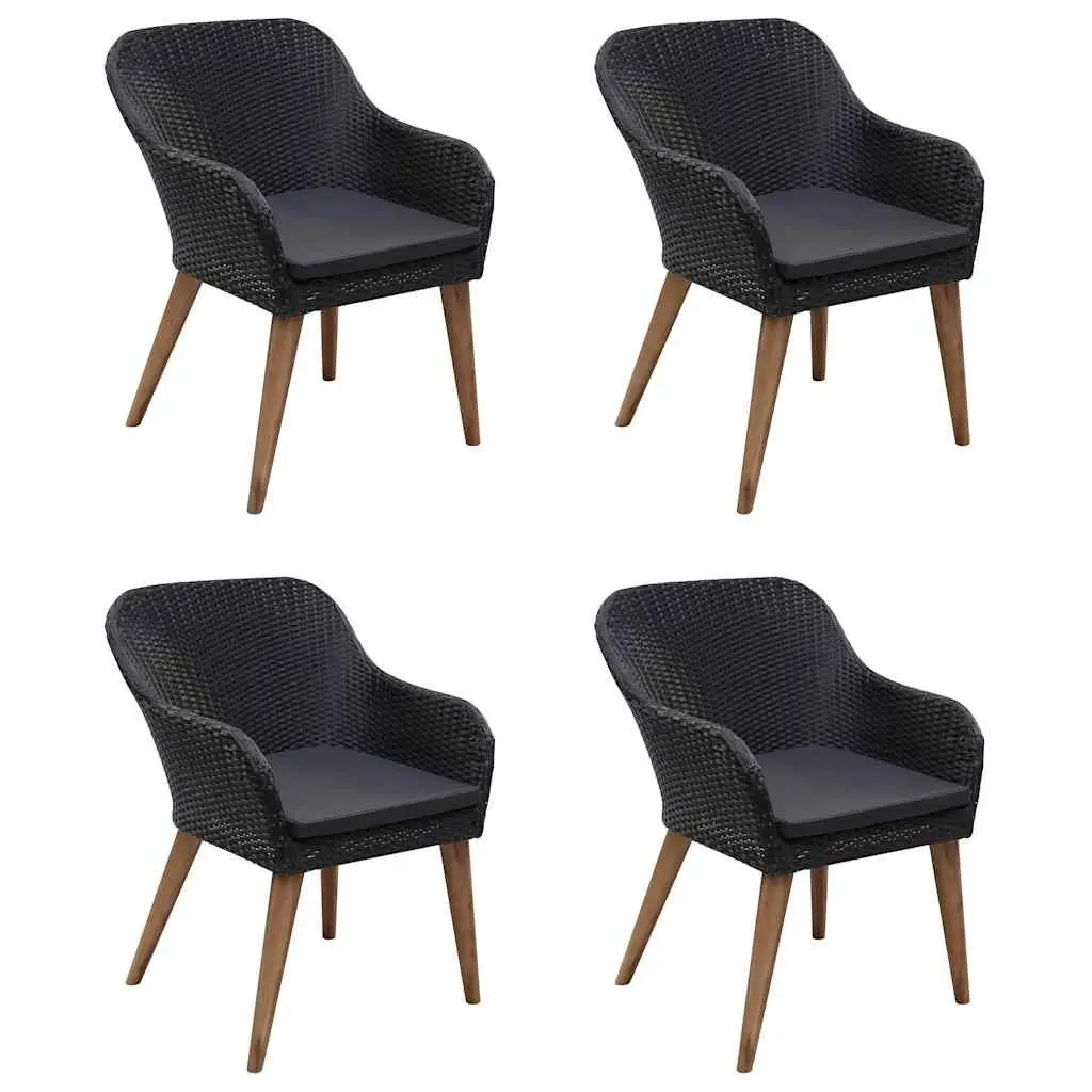 Garden Dining Set 5 Piece Outdoor Table Chairs Black Rattan Furniture Patio