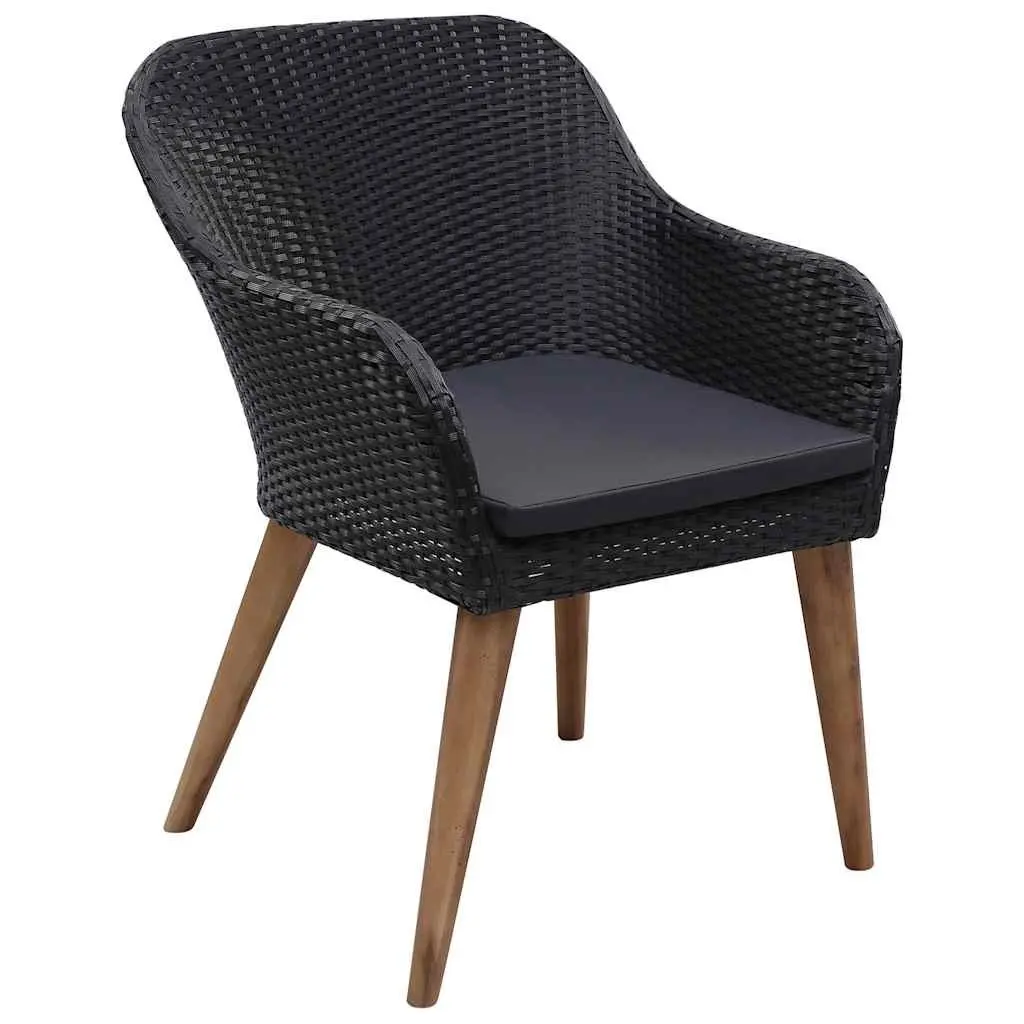 Garden Dining Set 5 Piece Outdoor Table Chairs Black Rattan Furniture Patio