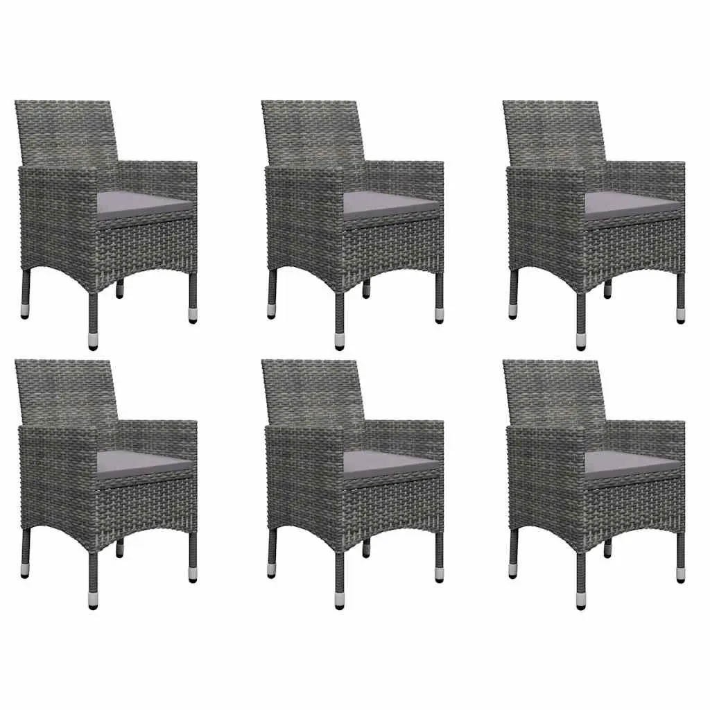 7 Piece Garden Dining Set Acacia Wood Table Powder-coated Steel Frame Chairs Grey Outdoor Furniture