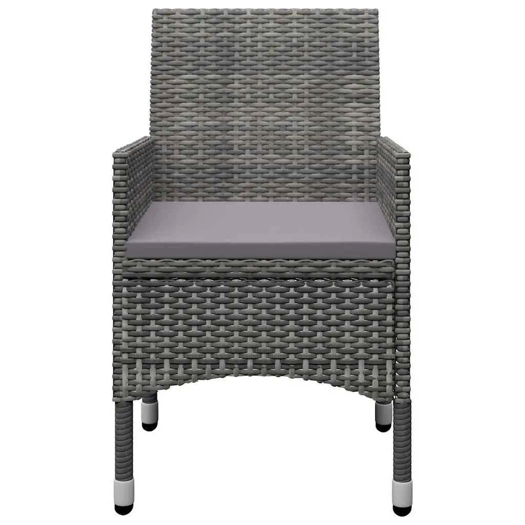 7 Piece Garden Dining Set Acacia Wood Table Powder-coated Steel Frame Chairs Grey Outdoor Furniture
