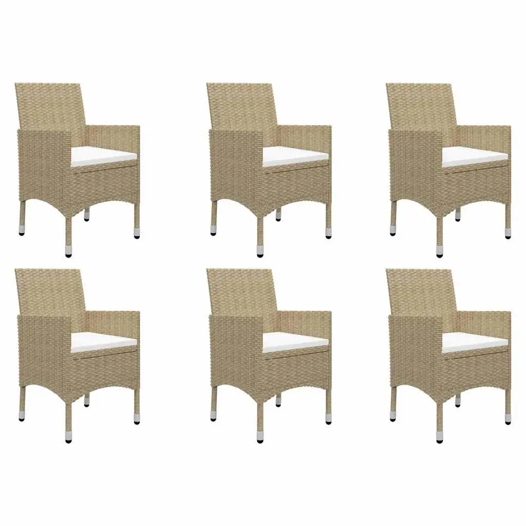 7 Piece Garden Dining Set Beige Outdoor Furniture Table Chairs Patio
