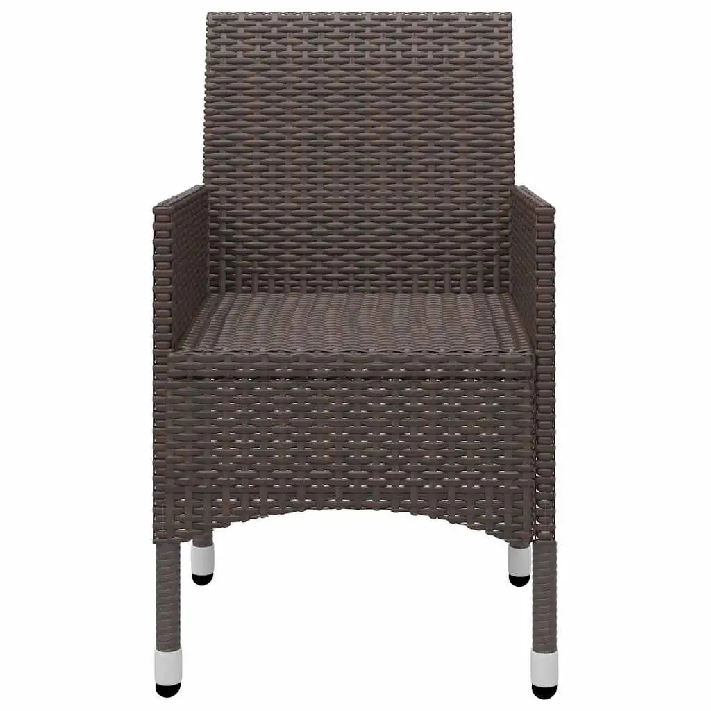7 Piece Garden Dining Set Acacia Wood Steel Frame Brown PE Rattan Chairs
