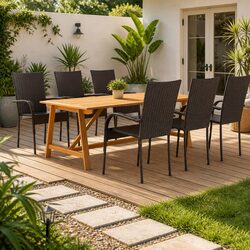 Practical 7 Piece Dining Set for Outdoor Use