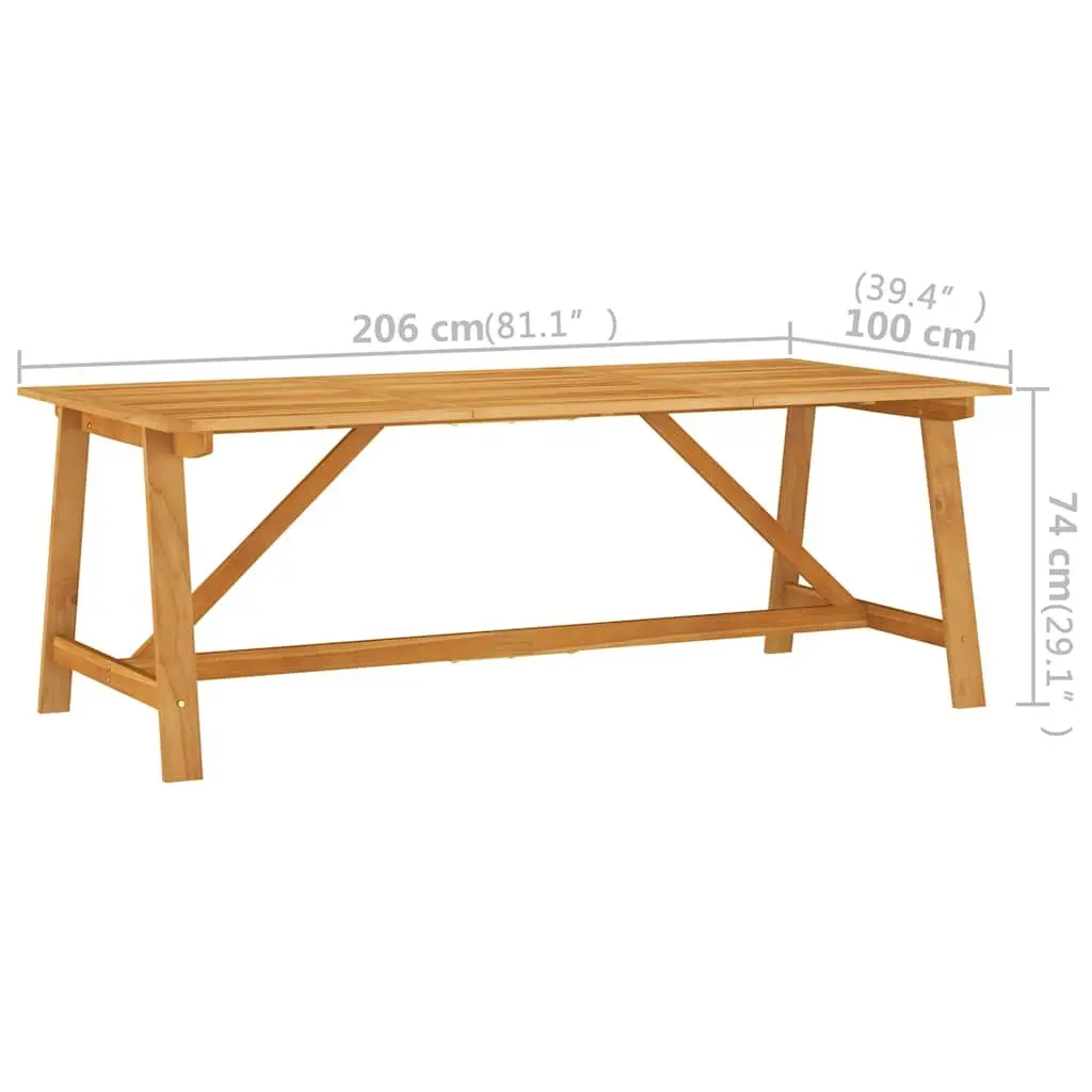 7 Piece Outdoor Dining Set Acacia Wood Table and Stackable Chairs Powder Coated Steel Frame Brown