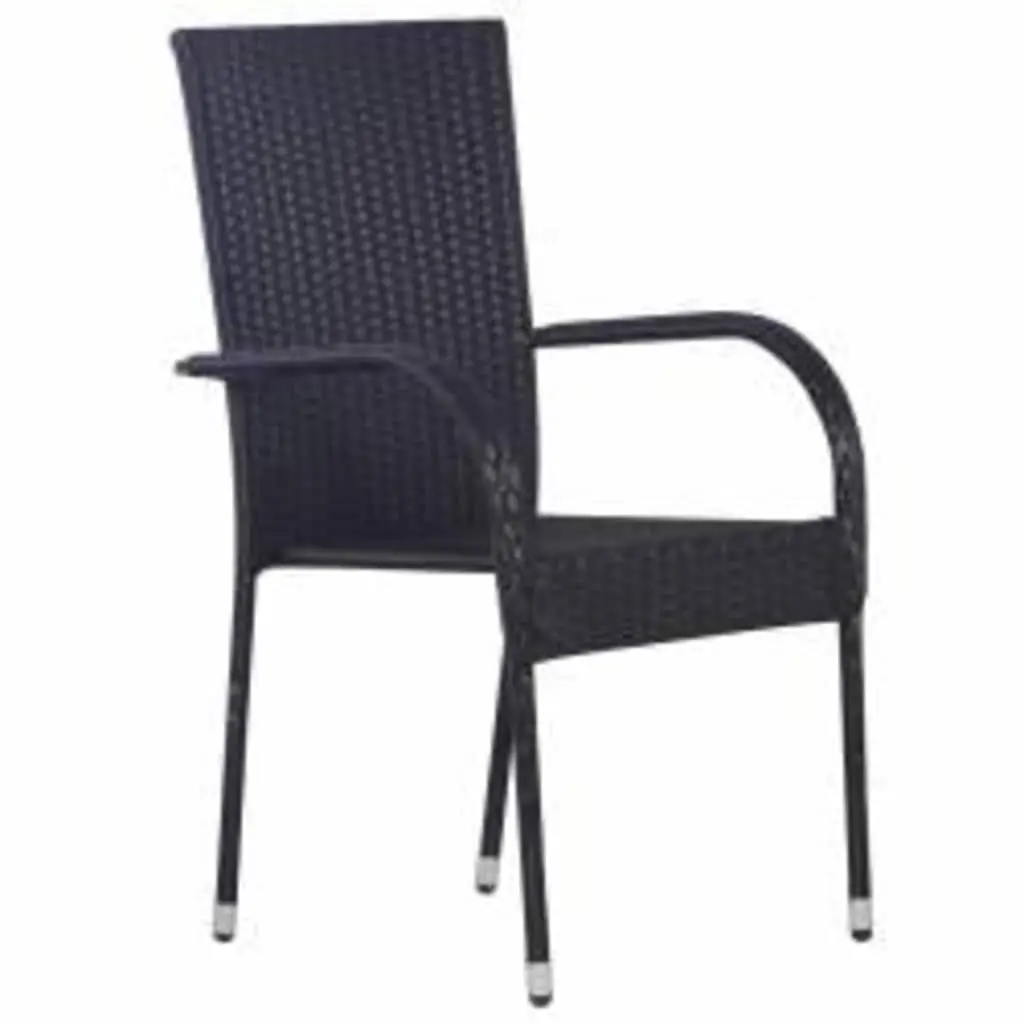 Outdoor Dining Set Acacia Wood Table Steel Rattan Chairs Black 7 Piece