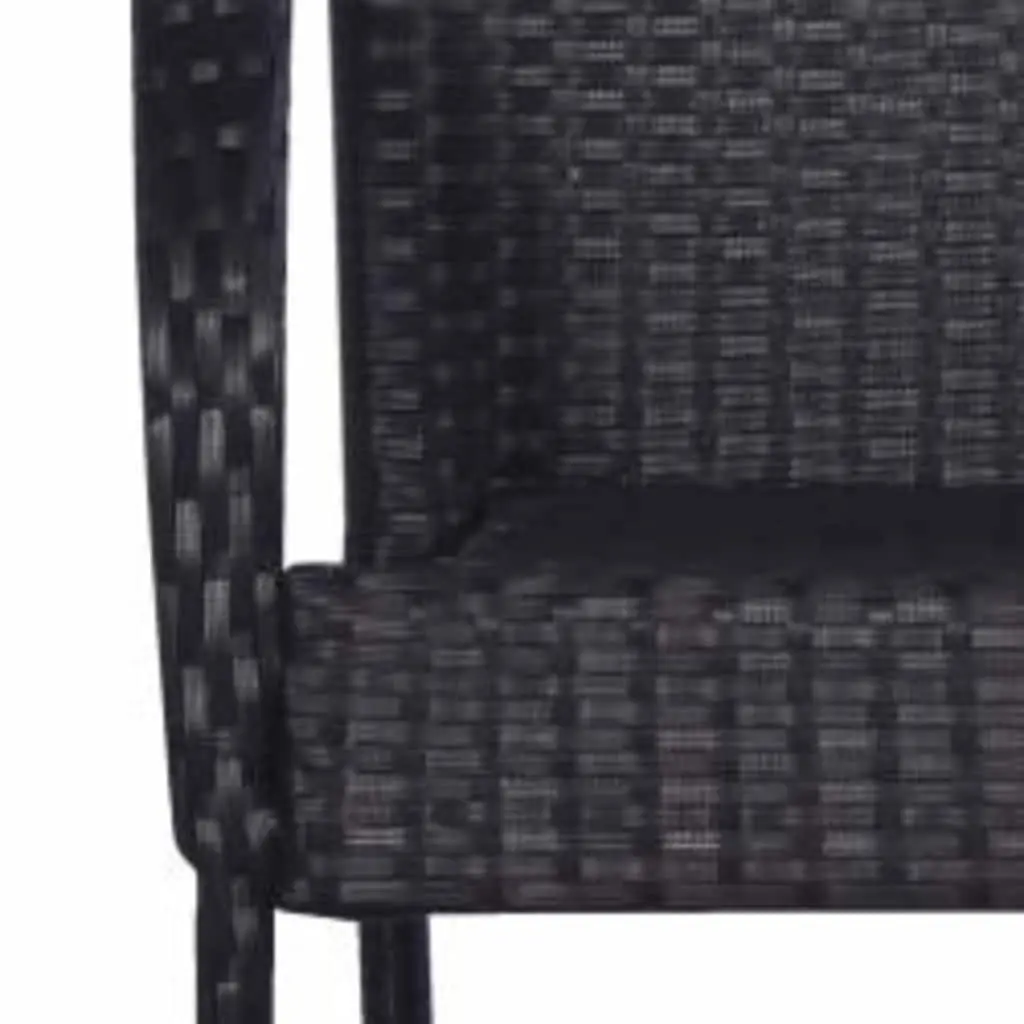 Outdoor Dining Set Acacia Wood Table Steel Rattan Chairs Black 7 Piece