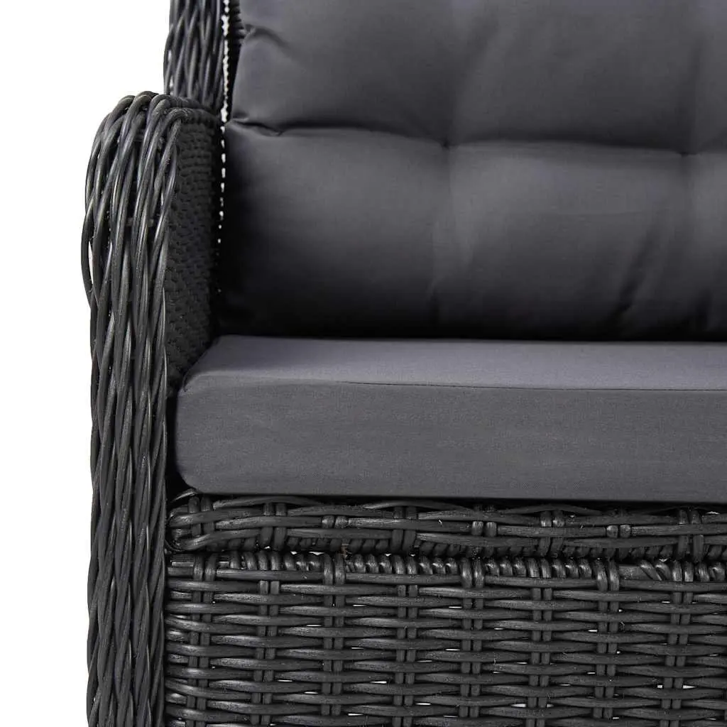 7 Piece Garden Dining Set Outdoor Table Chairs Rattan Black Patio Furniture