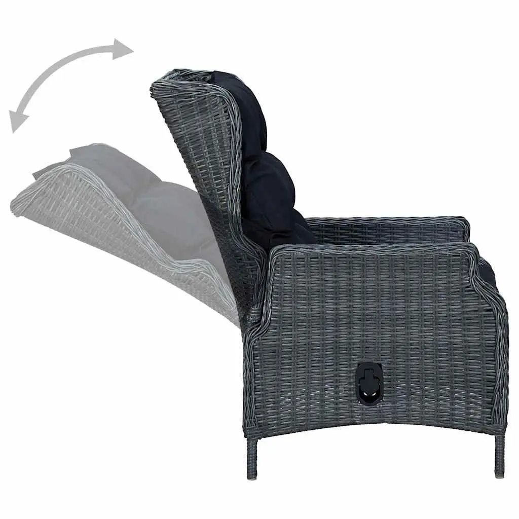 Garden Dining Set 7 Piece Outdoor Table Chair Rattan Steel Frame Grey
