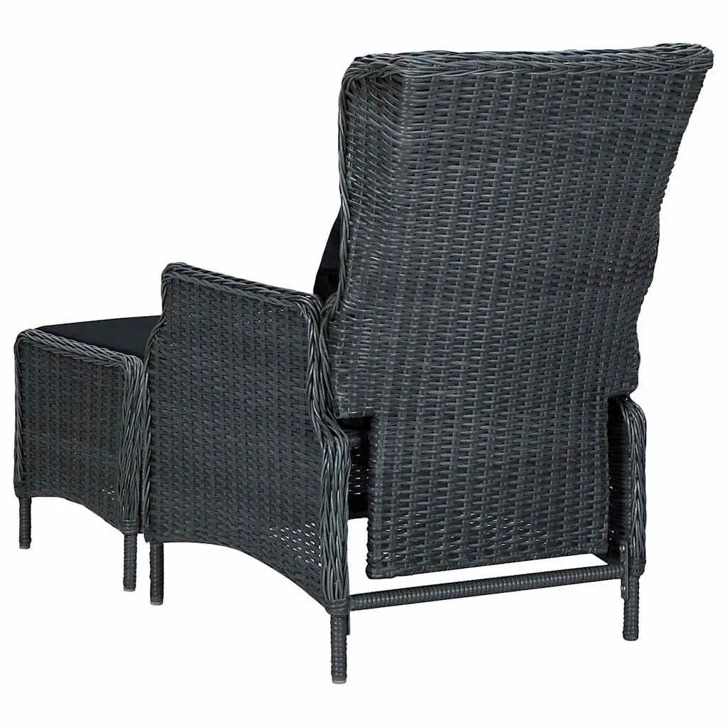 Outdoor 9 Piece Dining Set Grey Acacia Wood Table and Rattan Chairs with Cushions and Adjustable Backrests