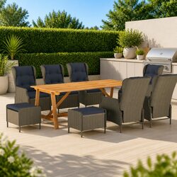 Practical 9-Piece Dining Set for Outdoor Use