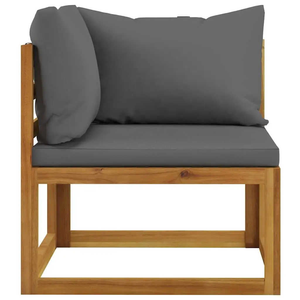 2-Seater Garden Bench Acacia Wood Frame Grey Padded Cushions