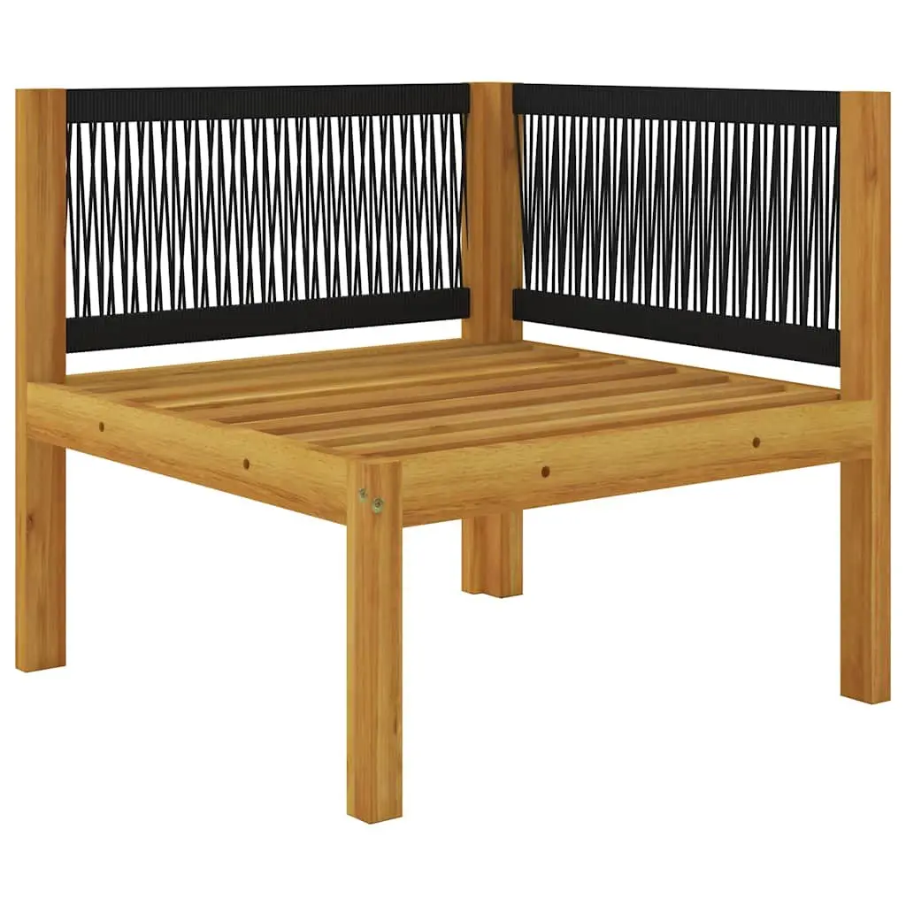 2-Seater Garden Bench Rope Weave Backrest Outdoor Seating Cream Cushions