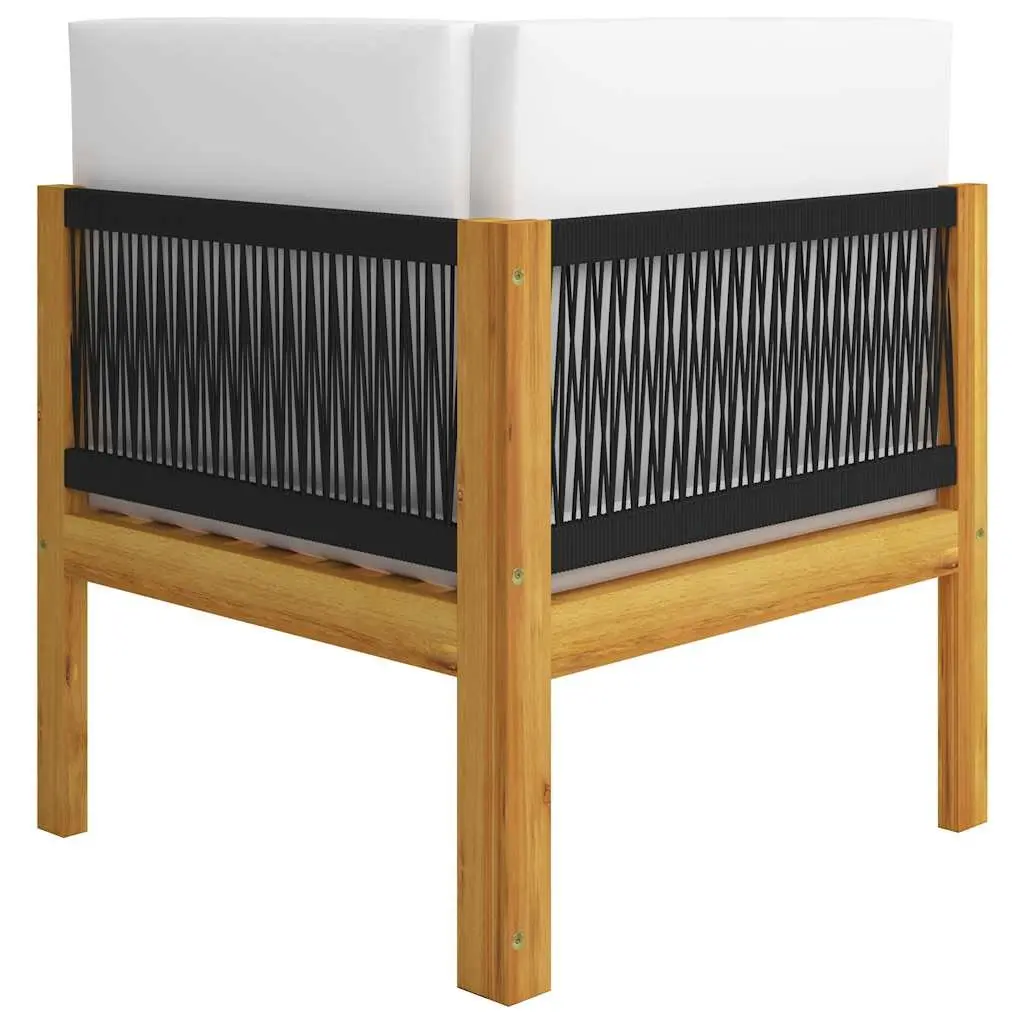 2-Seater Garden Bench Rope Weave Backrest Outdoor Seating Cream Cushions
