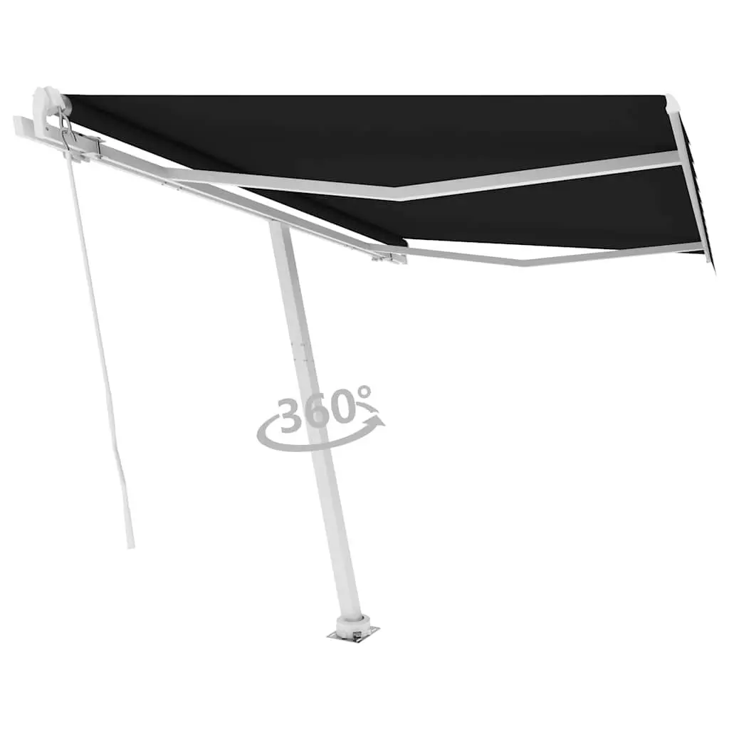 Retractable Awning Freestanding Aluminium 300x250cm Anthracite Outdoor Shade Manual Adjustable