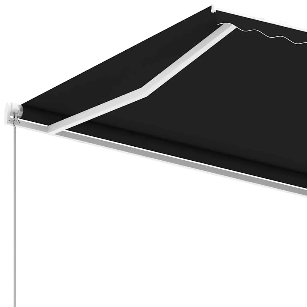 Retractable Awning Freestanding Aluminium 300x250cm Anthracite Outdoor Shade Manual Adjustable