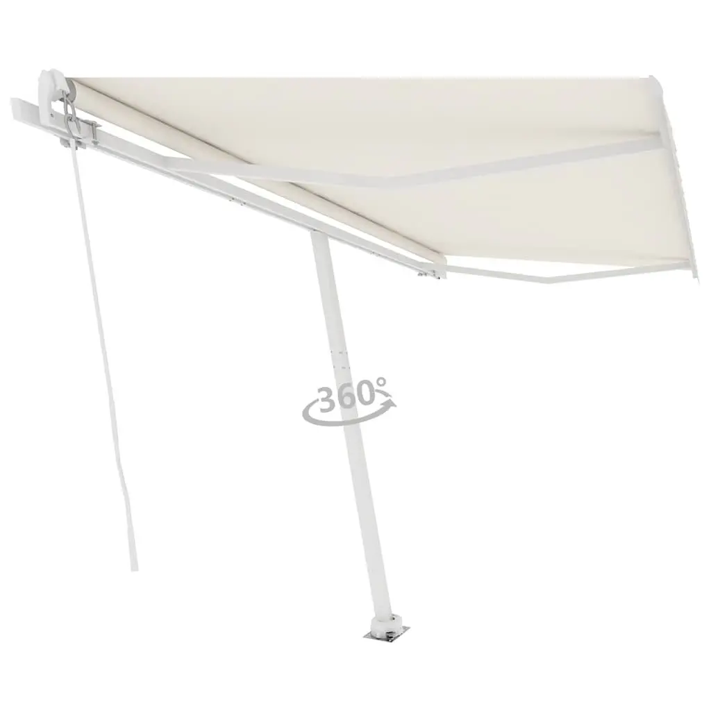 Freestanding Retractable Awning Outdoor Shade Cream 400x300cm Adjustable Height and Angle Rust Resistant Aluminium Frame