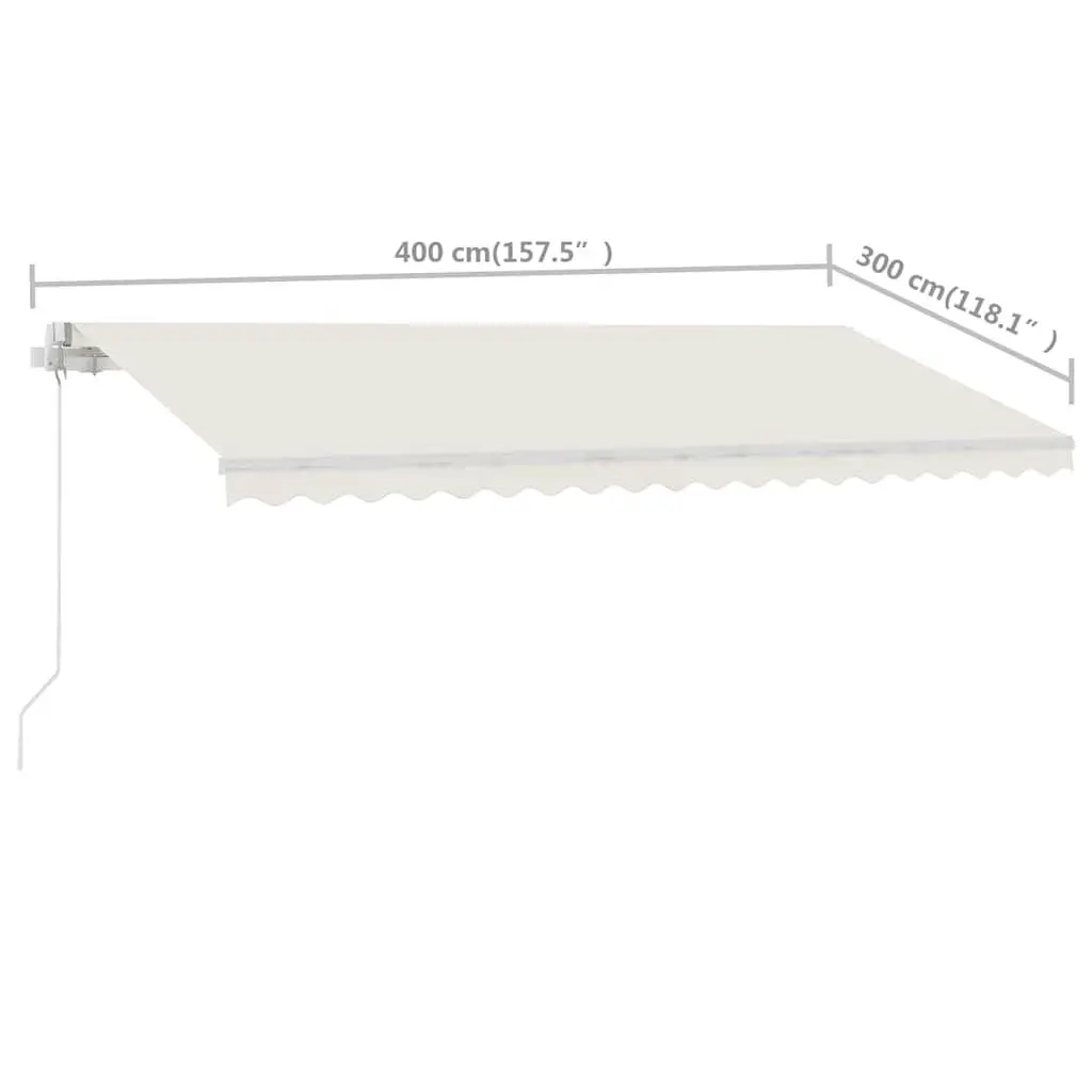 Freestanding Retractable Awning Outdoor Shade Cream 400x300cm Adjustable Height and Angle Rust Resistant Aluminium Frame