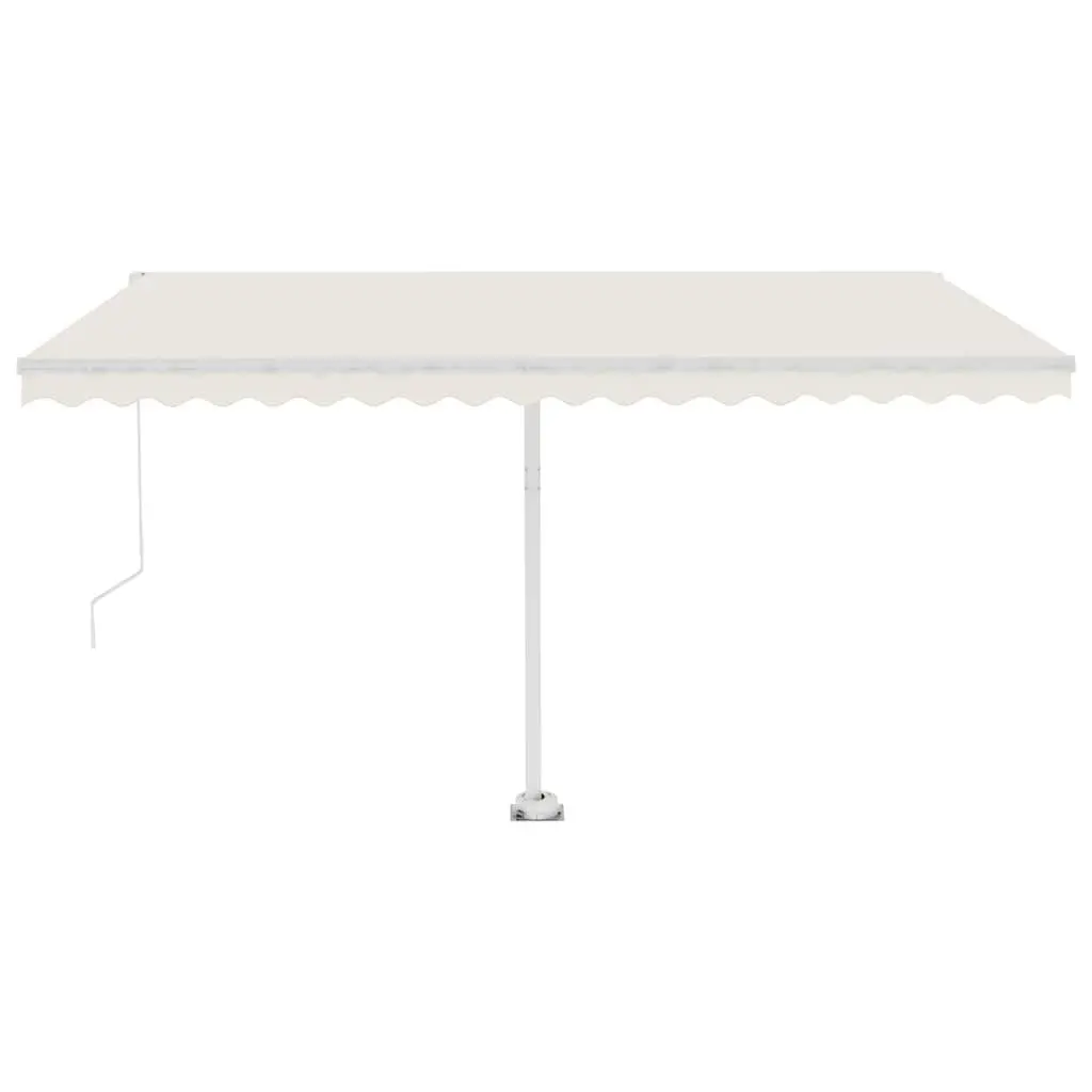 Freestanding Retractable Awning Outdoor Shade Cream 400x300cm Adjustable Height and Angle Rust Resistant Aluminium Frame