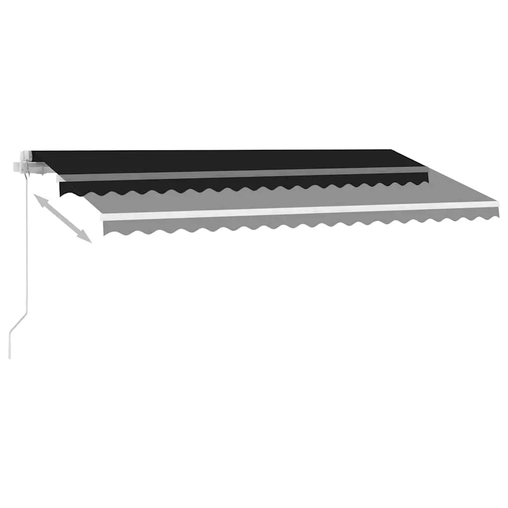 Retractable Freestanding Awning Anthracite 400x300cm Adjustable Height Manual Crank Water and UV Resistant Polyester Fabric