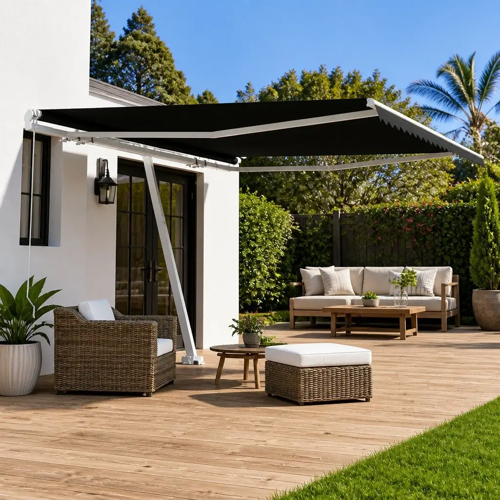 Freestanding Retractable Awning Manual Operation 450x300cm Anthracite Rust-Resistant Aluminium Frame High-Density Polyester Fabric