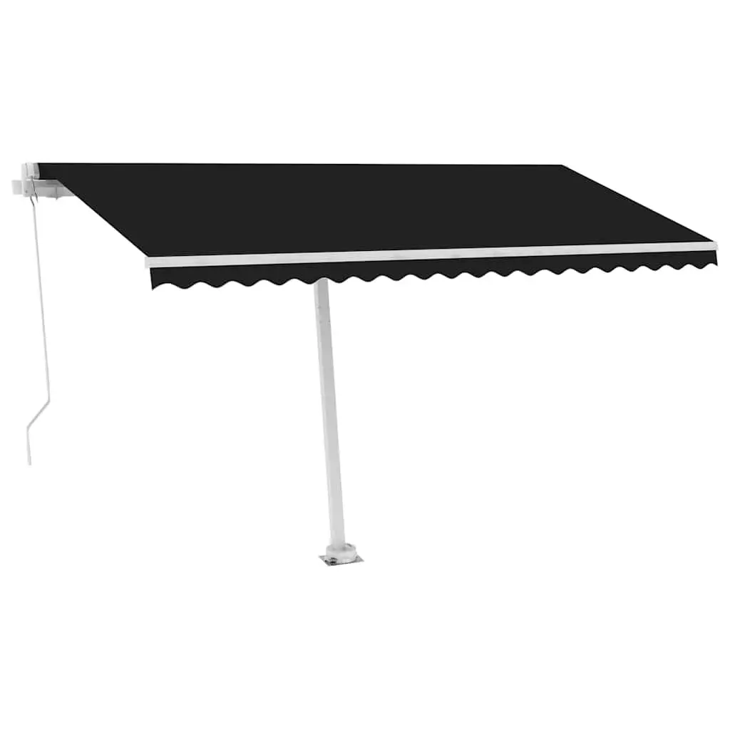 Freestanding Retractable Awning Manual Operation 450x300cm Anthracite Rust-Resistant Aluminium Frame High-Density Polyester Fabric