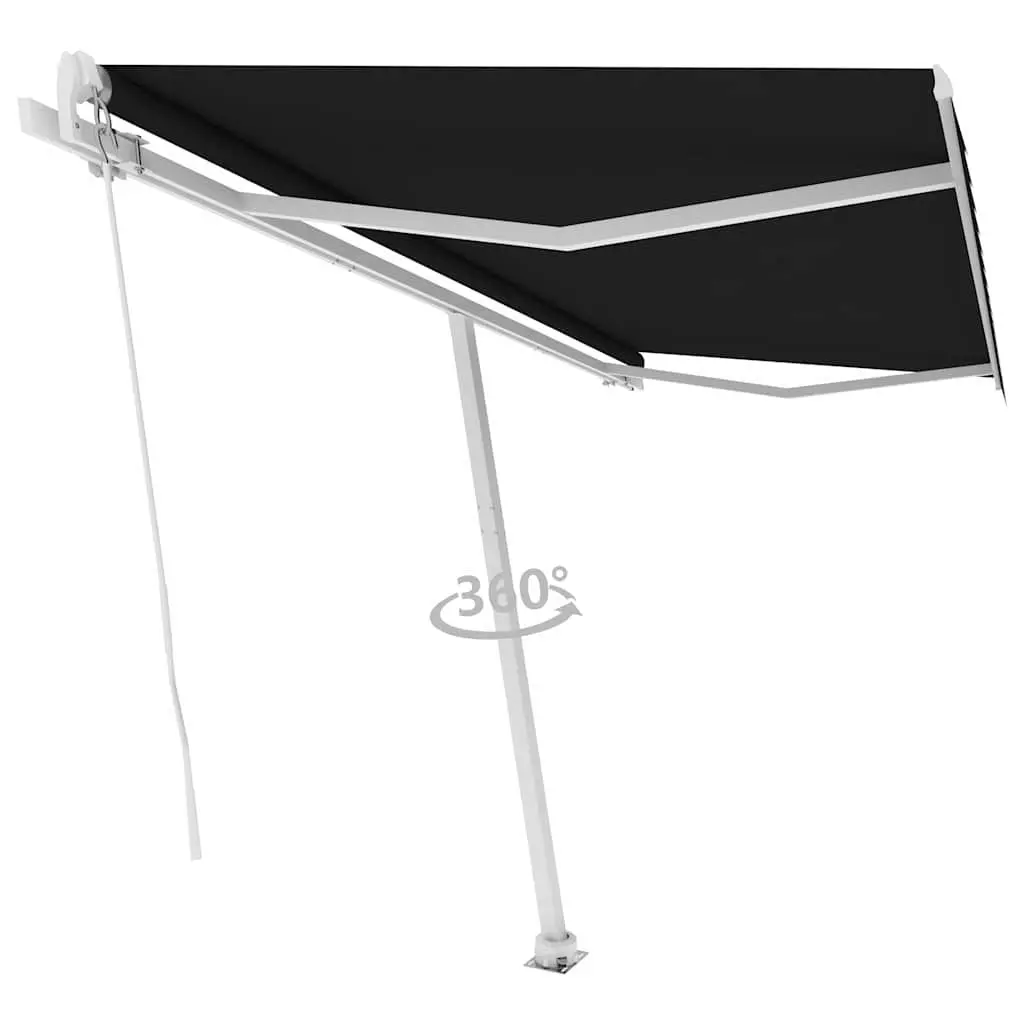 Freestanding Retractable Awning Manual Operation 450x300cm Anthracite Rust-Resistant Aluminium Frame High-Density Polyester Fabric