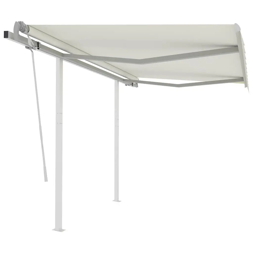 Manual Retractable Awning Aluminium 3x2.5m Cream Outdoor Garden Shade