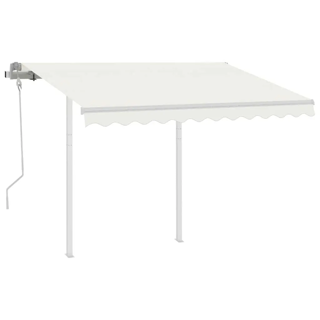Manual Retractable Awning Aluminium 3x2.5m Cream Outdoor Garden Shade