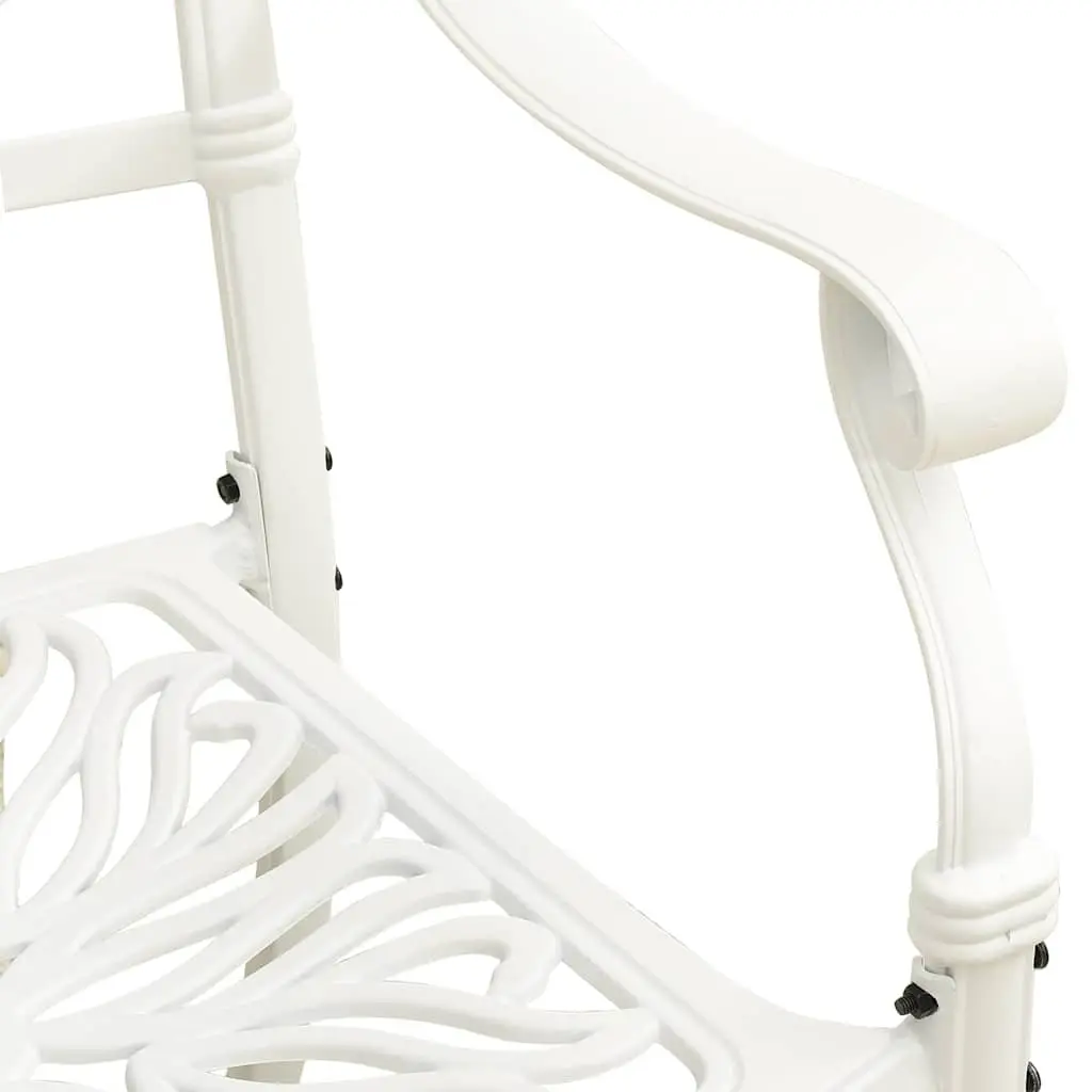 3 Piece Outdoor Bistro Set White Cast Aluminium Garden Furniture Table and Chairs