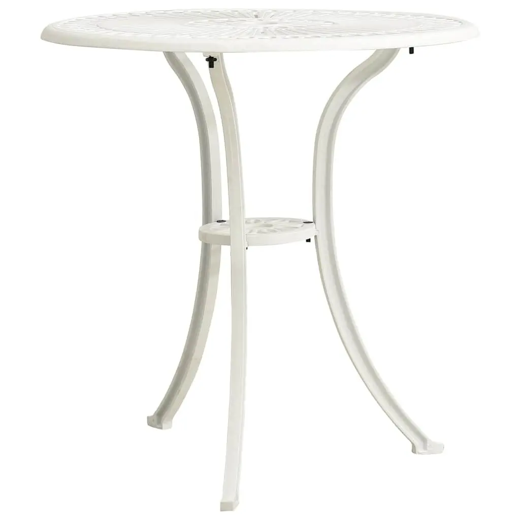 3 Piece Outdoor Bistro Set White Cast Aluminium Garden Furniture Table and Chairs