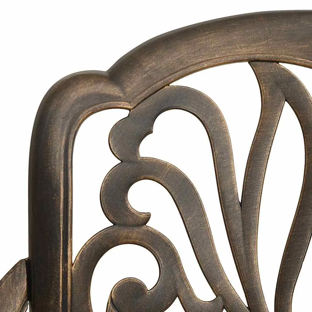 3 Piece Bistro Set Cast Aluminium Outdoor Garden Furniture Brown Chairs Table