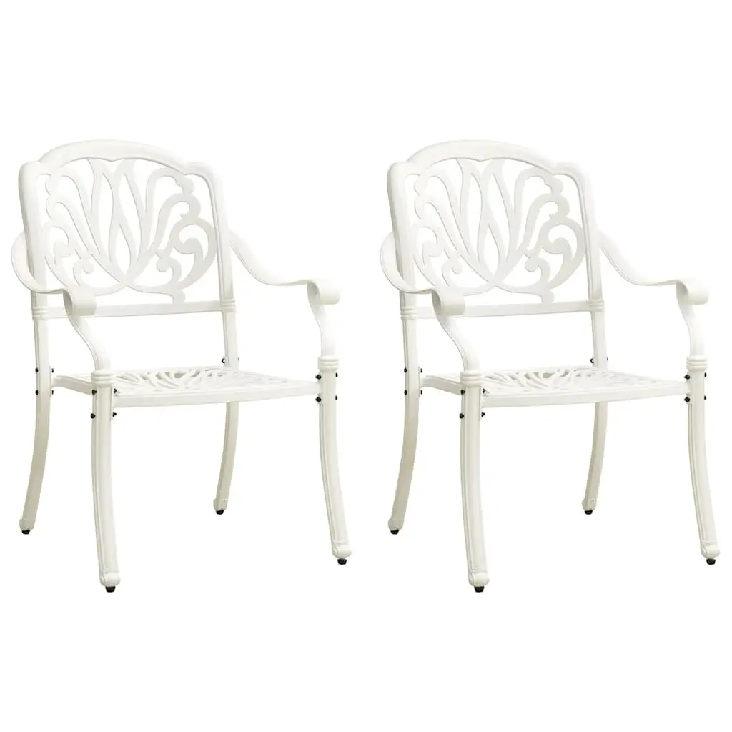 Outdoor Bistro Set Cast Aluminium 3 Piece White Garden Patio Table Chairs