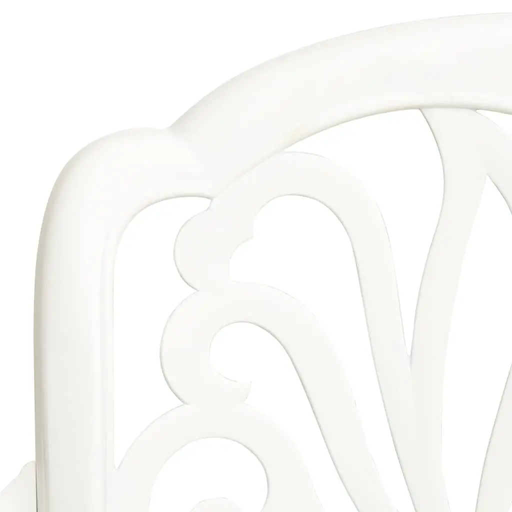 Outdoor Bistro Set Cast Aluminium 3 Piece White Garden Patio Table Chairs
