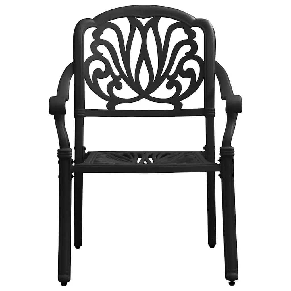 Outdoor Bistro Set Cast Aluminium 3 Piece Black Garden Furniture Patio Table