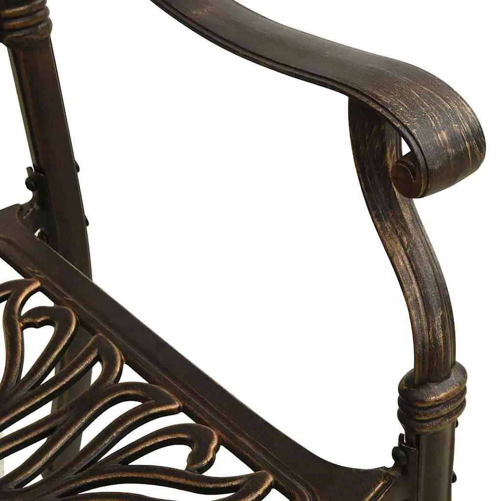 3 Piece Bistro Set Cast Aluminium Outdoor Garden Furniture Table Chairs Brown