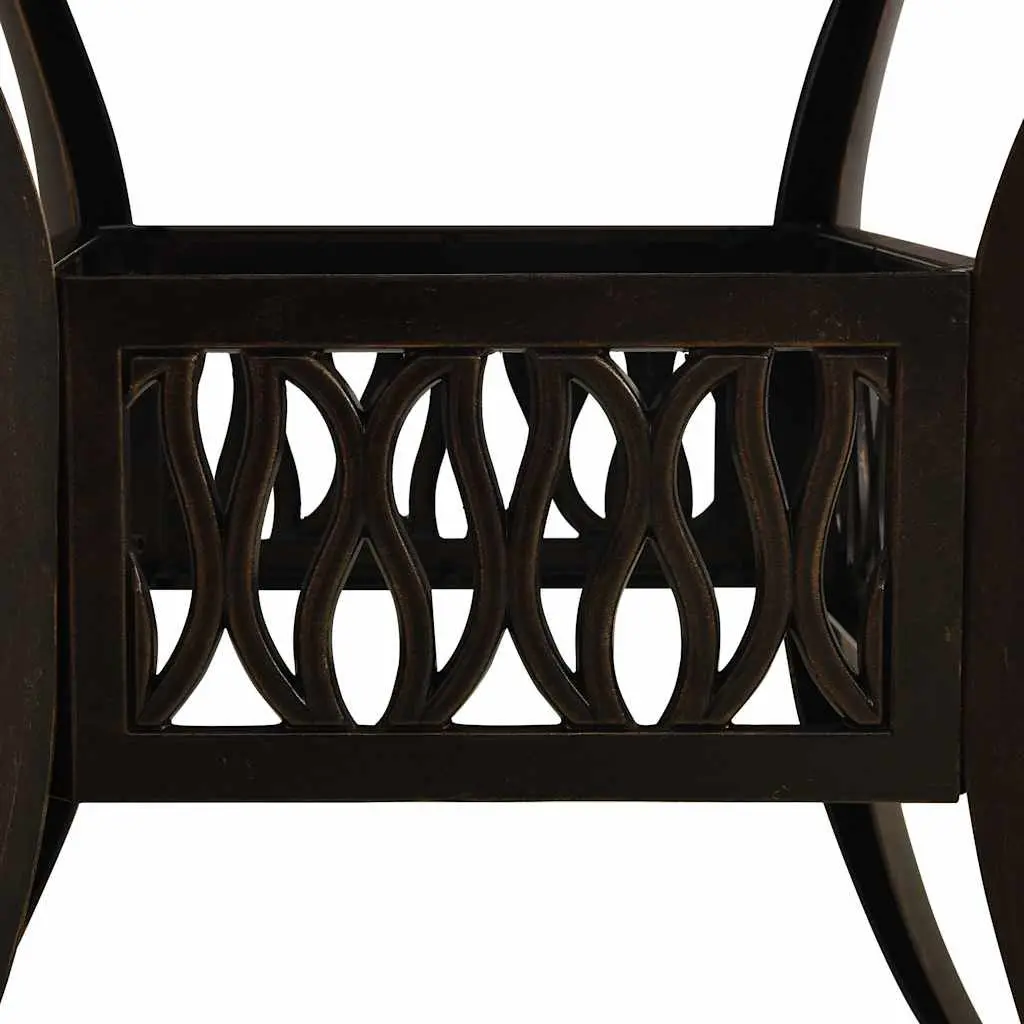 3 Piece Bistro Set Cast Aluminium Outdoor Garden Furniture Table Chairs Brown