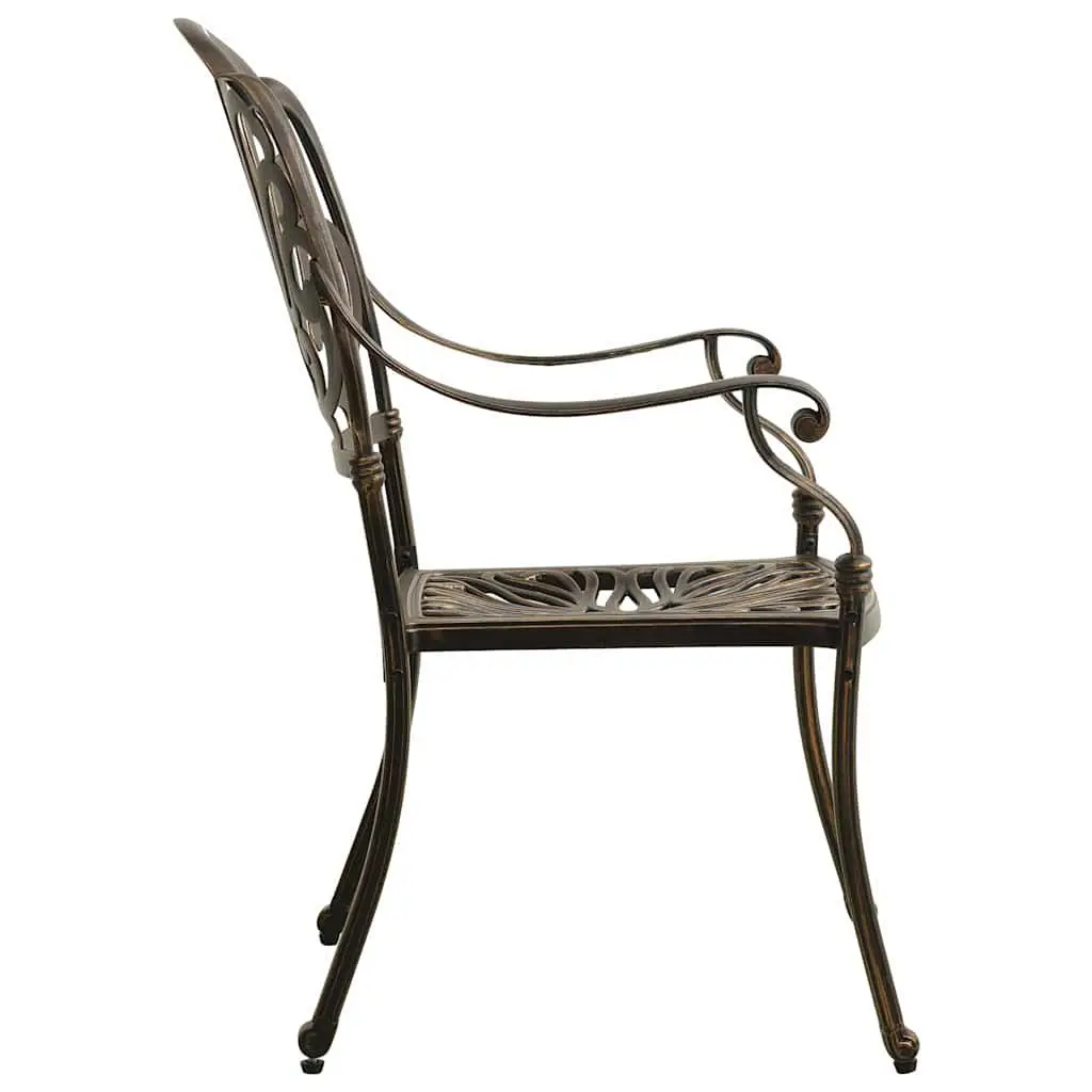 3 Piece Bistro Set Cast Aluminium Outdoor Garden Furniture Table Chairs Brown
