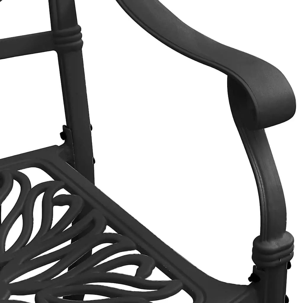 3 Piece Bistro Set Cast Aluminium Black Table with Umbrella Hole and Chairs