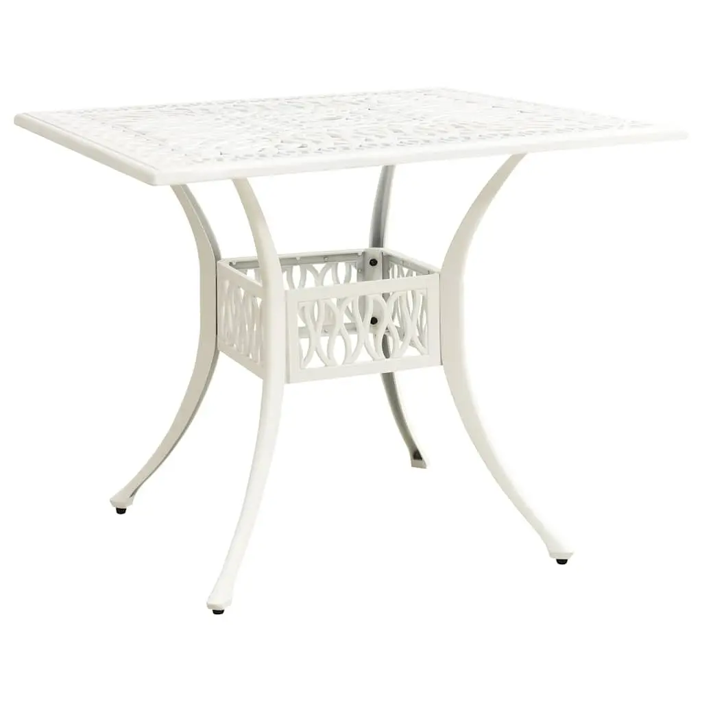 3 Piece Bistro Set Outdoor Garden Furniture Cast Aluminium White Patio Table