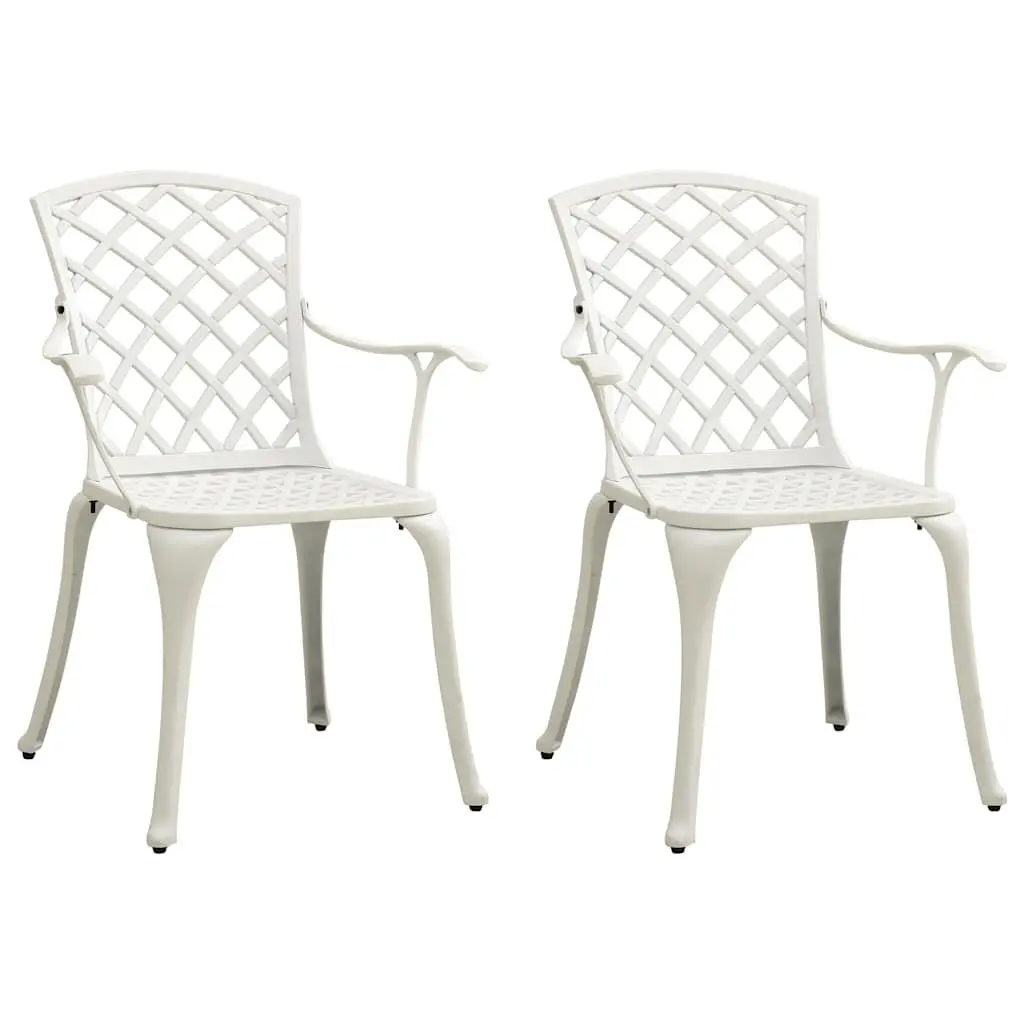3 Piece Bistro Set Cast Aluminium White Outdoor Garden Furniture Patio Chairs