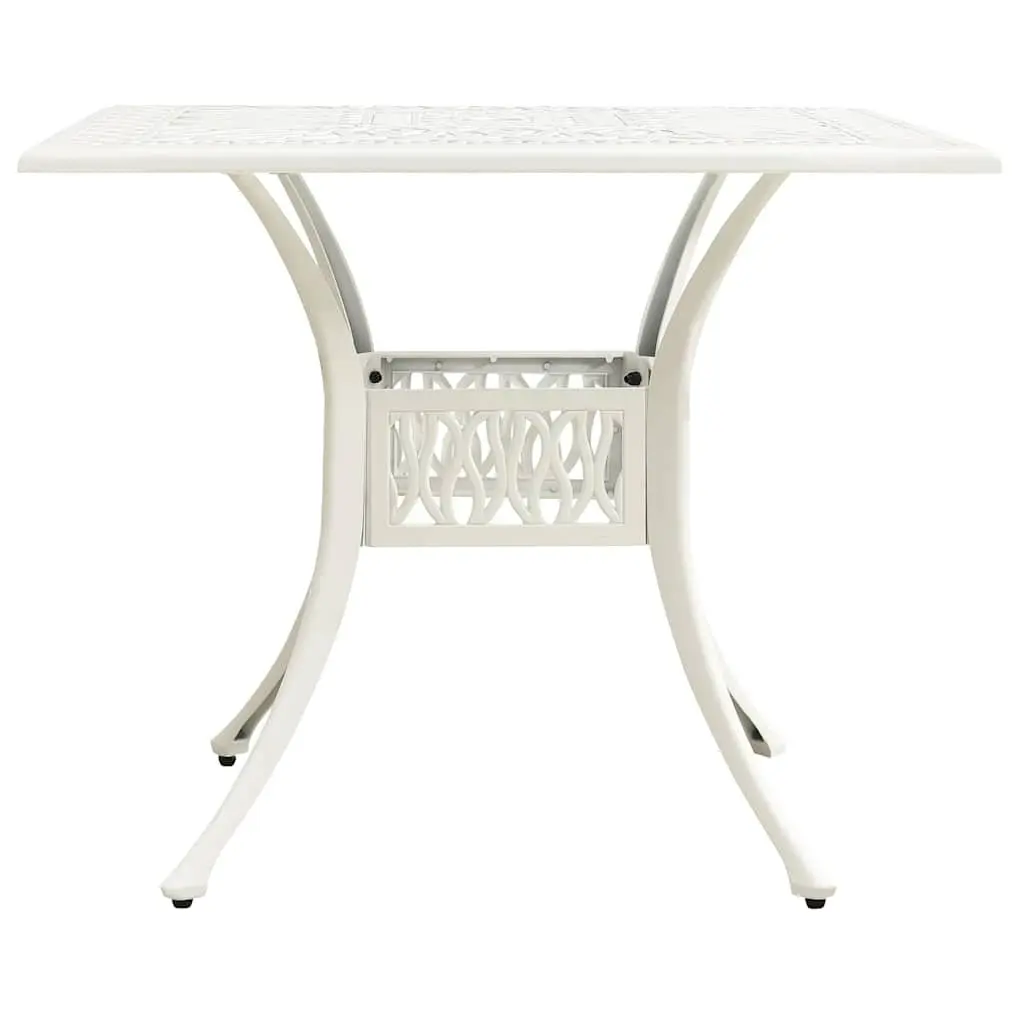 3 Piece Outdoor Bistro Set Cast Aluminium White Patio Chairs Table Umbrella Hole
