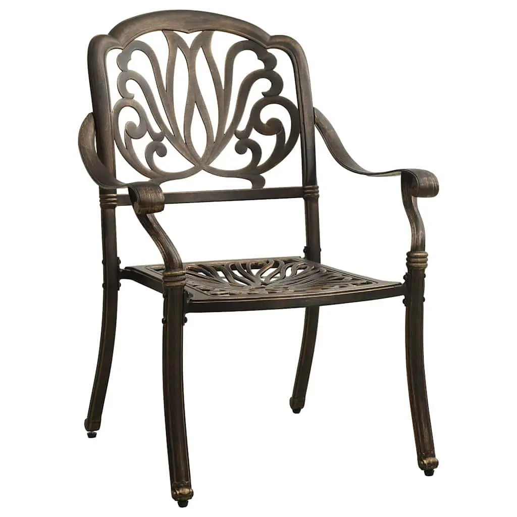 5 Piece Outdoor Bistro Set Cast Aluminium Brown
