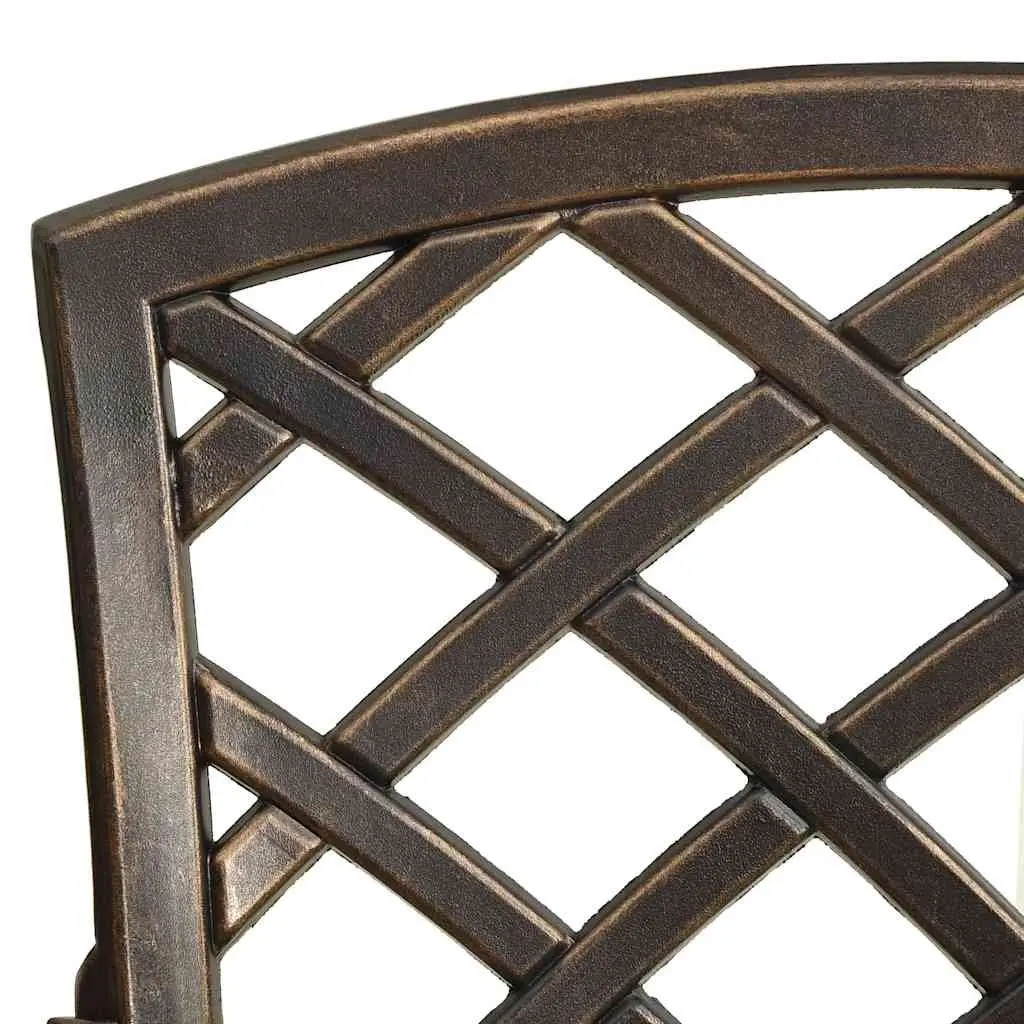 5 Piece Outdoor Dining Set Brown Cast Aluminium Garden Bistro Furniture with Umbrella Hole