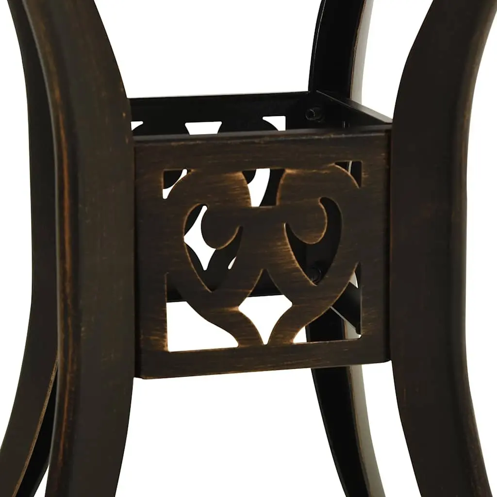5 Piece Outdoor Dining Set Brown Cast Aluminium Garden Bistro Furniture with Umbrella Hole