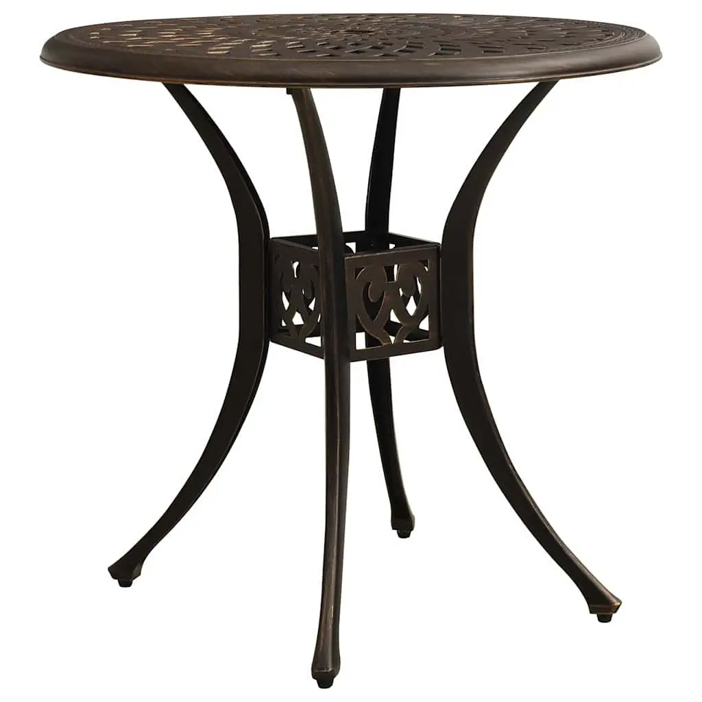 5 Piece Outdoor Dining Set Brown Cast Aluminium Garden Bistro Furniture with Umbrella Hole