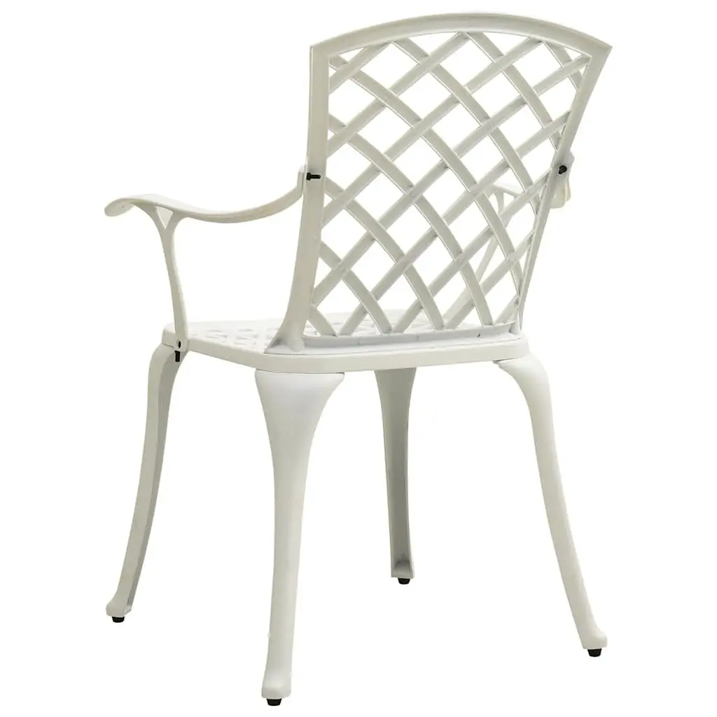 5 Piece Bistro Set Cast Aluminium Outdoor Dining Chairs Table White